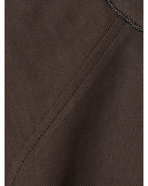 Brunello Cucinelli Brown Minikleid Aus Twill Mit Zierperlen