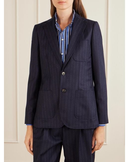 Polo Ralph Lauren Blue Pinstriped Wool Blazer