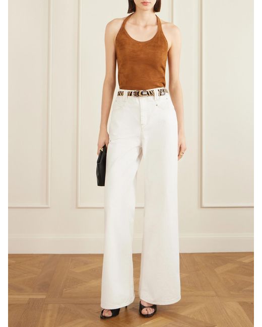 Stouls Brown Cherry Open-Back Suede Halterneck Tank