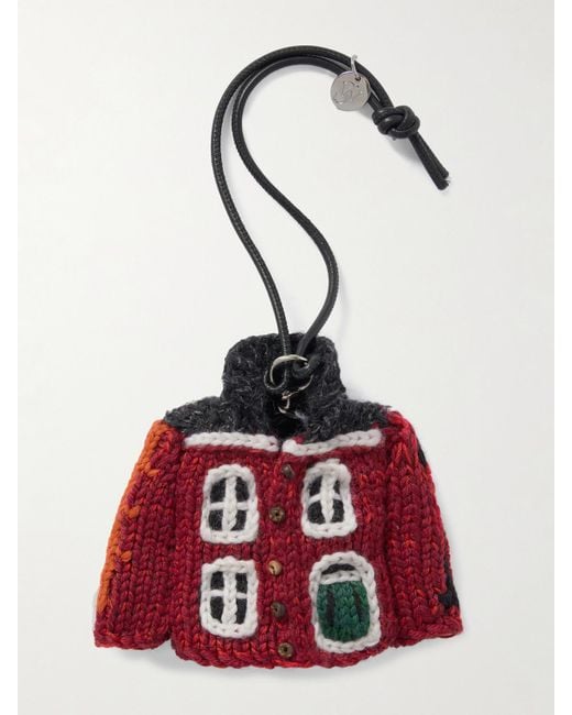 J.W. Anderson Red House Cardigan Crocheted Cotton And Leather Bag Charm