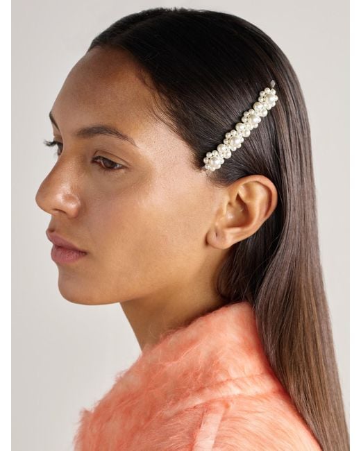 Simone Rocha Natural Haarspange Mit Silberfarbenen Details Und Kunstperlen