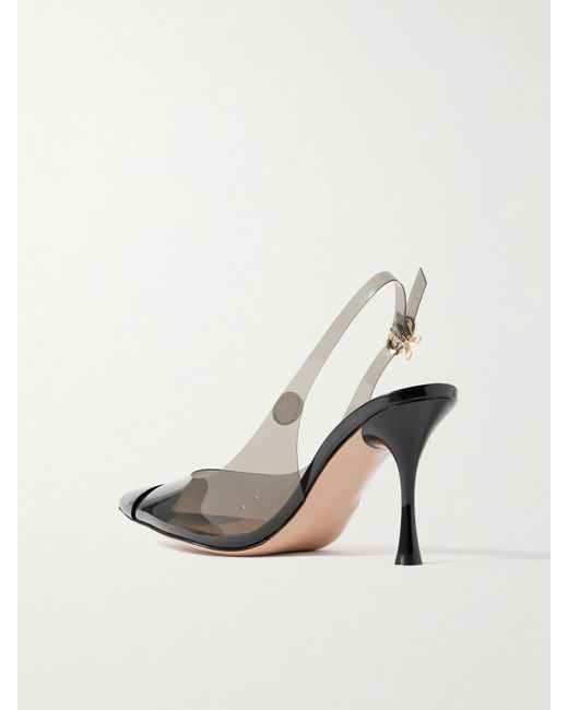 Gianvito Rossi Black 85 Patent Leather-Trimmed Pvc Slingback Pumps