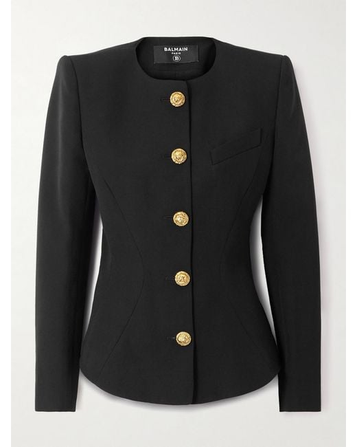 Balmain Black Grain De Poudre Wool Jacket