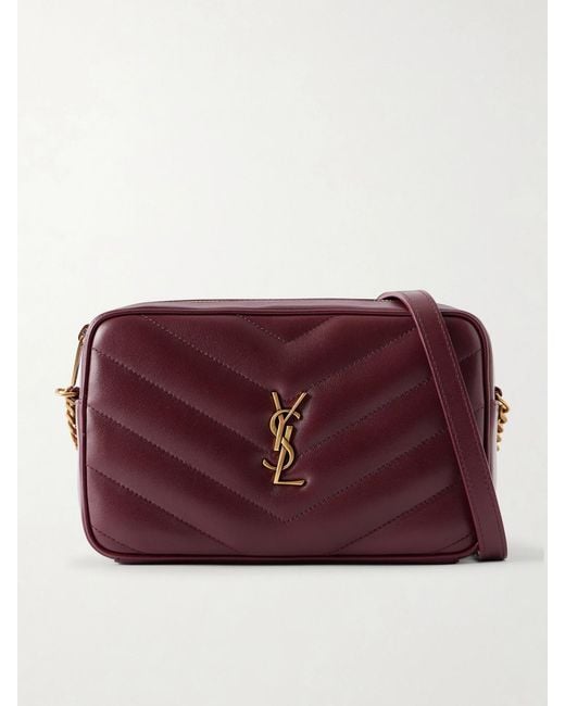 Saint Laurent Purple Loulou Quilted Textured-Leather Shoulder Bag
