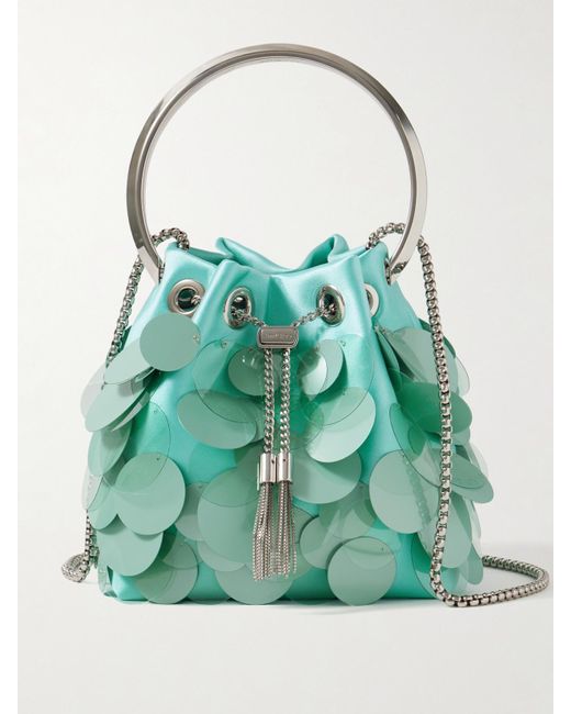 Sac Seau En Satin À Sequins Bon Bon Jimmy Choo en coloris Green