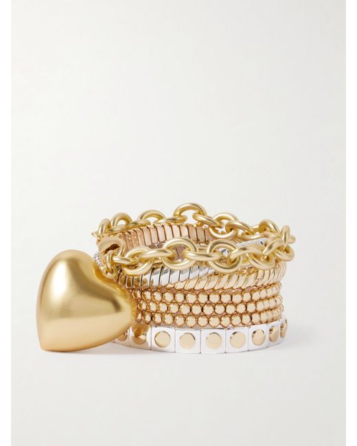 Roxanne Assoulin Metallic The Puffy Heart Set Of Seven- And-Tone Bracelets