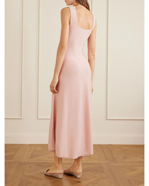 Khaite Pink Seberg Merino Wool-Knitted Midi Dress