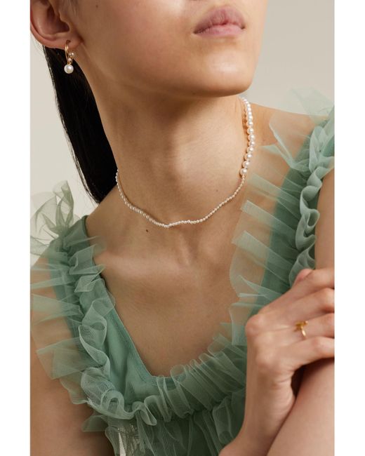 Sophie Bille Brahe Natural Petite Peggy 14-Karat Pearl Necklace