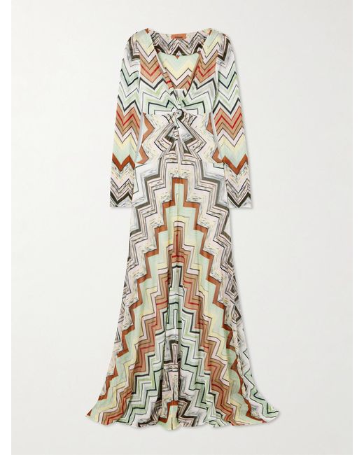 Missoni Multicolor Striped Crochet-Knit Maxi Dress