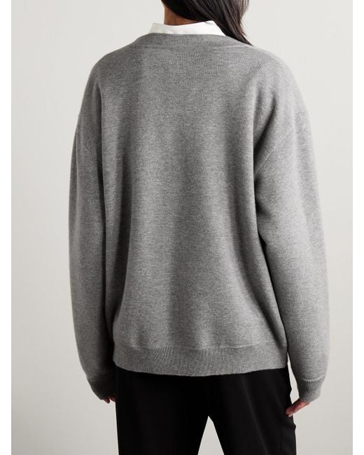 The Row Gray Lonn Oversized Cashmere Cardigan