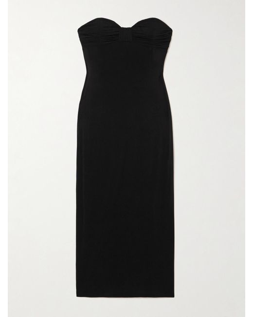 Magda Butrym Black Trägerloses Midikleid Aus Jersey Mit Raffungen