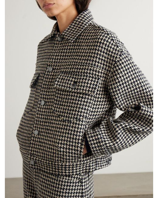 FRAME Gray Houndstooth Tweed Jacket