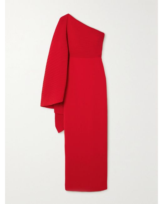 Solace London Red Lillia One-shoulder Maxi Dress