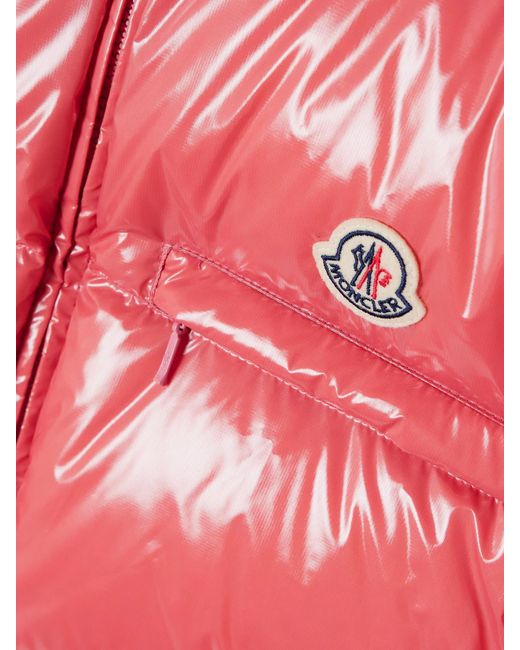 Moncler Pink Almo Convertible Appliquéd Quilted Glossed-Shell Down Jacket