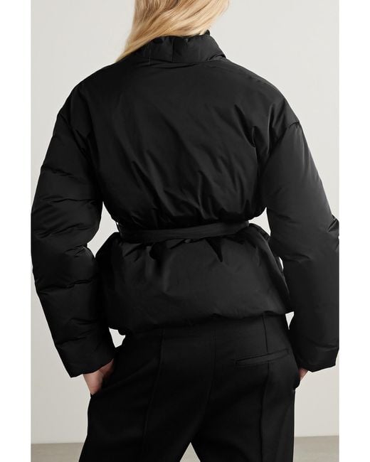 Ferragamo Black Belted Twill Down Wrap Jacket