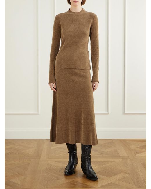Gabriela Hearst Brown Ribbed Silk Sweater