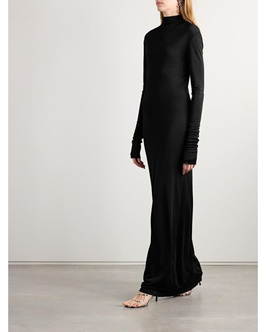 Khaite Black Norla Jersey Turtleneck Gown