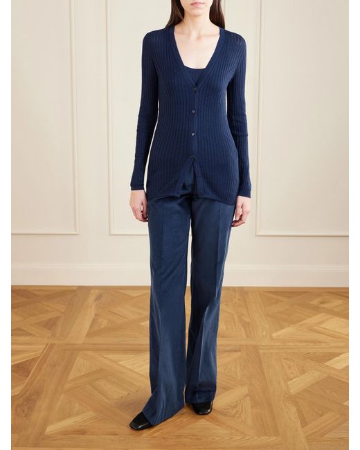Gabriela Hearst Blue Emma Pointelle-Knit Cashmere And Silk-Blend Cardigan