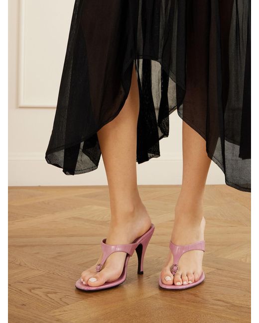 Herbert Levine Pink Kiss And Tell 100 Embellished Textured-Leather Sandals