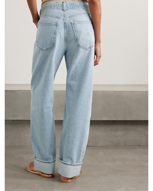 Agolde Blue Cuffed Taper Belted Mid-Rise Straight-Leg Jeans