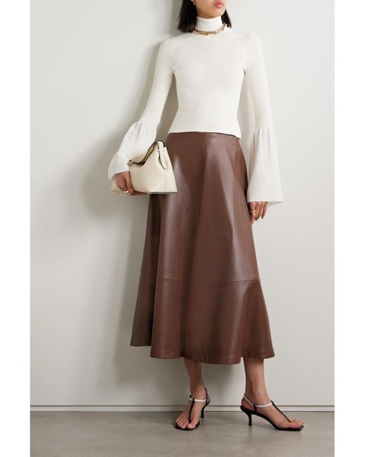 Altuzarra White Dana Jersey-Trimmed Ribbed Stretch-Knit Turtleneck Sweater