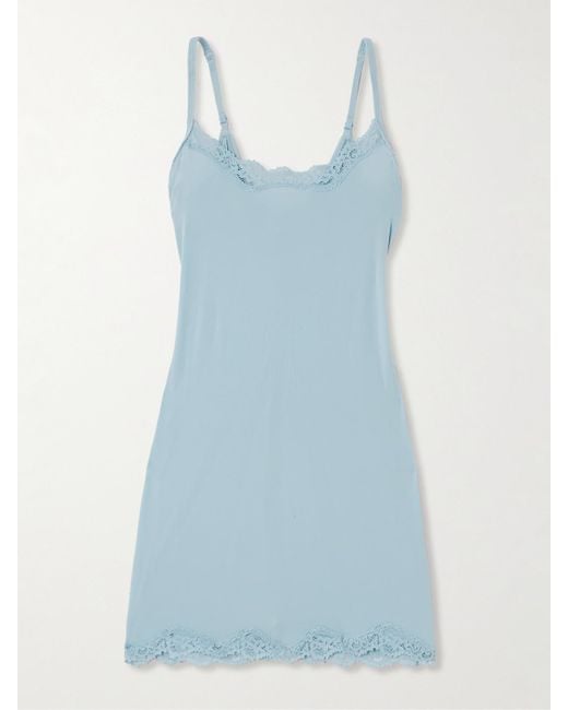 Skims Fits Everybody Lace-Trimmed Stretch Slip Dress in Blue | Lyst UK Skims Fits Everybody Lace-Trimmed Stretch Slip Dress in Blue | Lyst UK