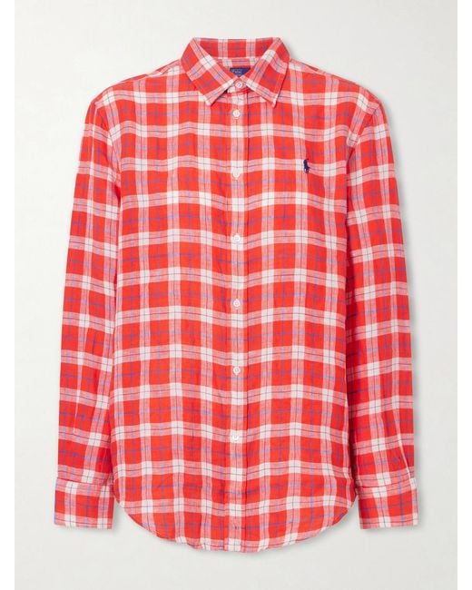 Polo Ralph Lauren Logo-Embroidered Checked Linen Shirt