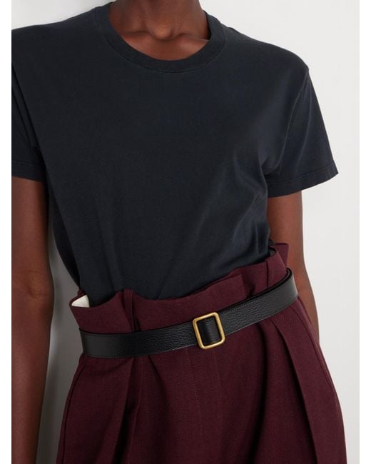 The Row Jin Textured-Leather Belt in Black | Lyst