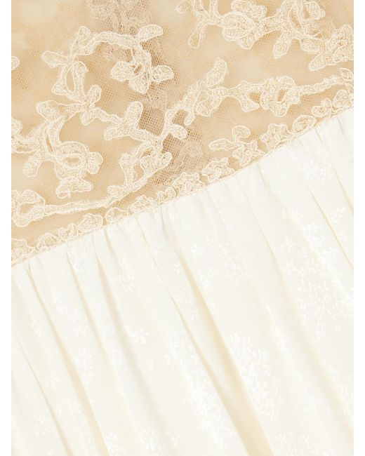 Bode White Trousseau Lace And Silk-Jacquard Maxi Dress