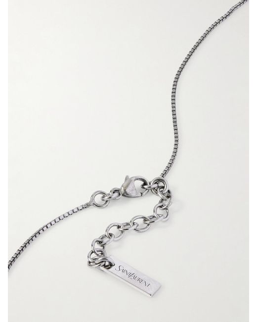 Saint Laurent White Pineapple-Tone And Enamel Necklace