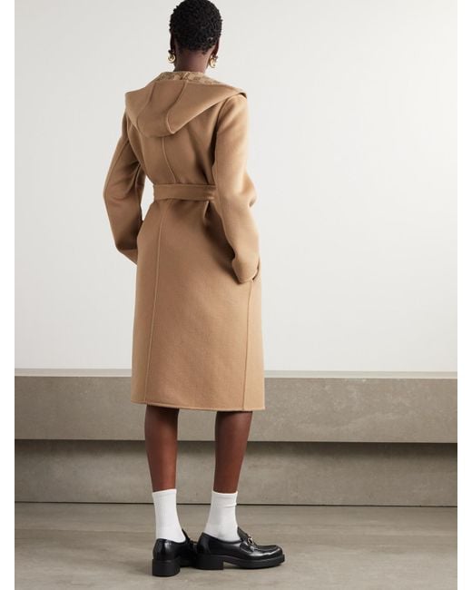 Gucci Natural Reversible Hooded Belted Wool And Silk-Blend Jacquard Coat