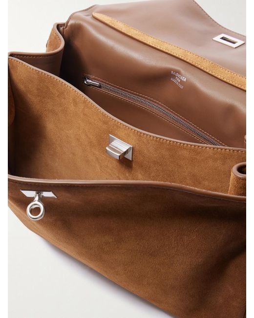 Balenciaga Brown Rodeo Mittelgroße Schultertasche Aus Veloursleder