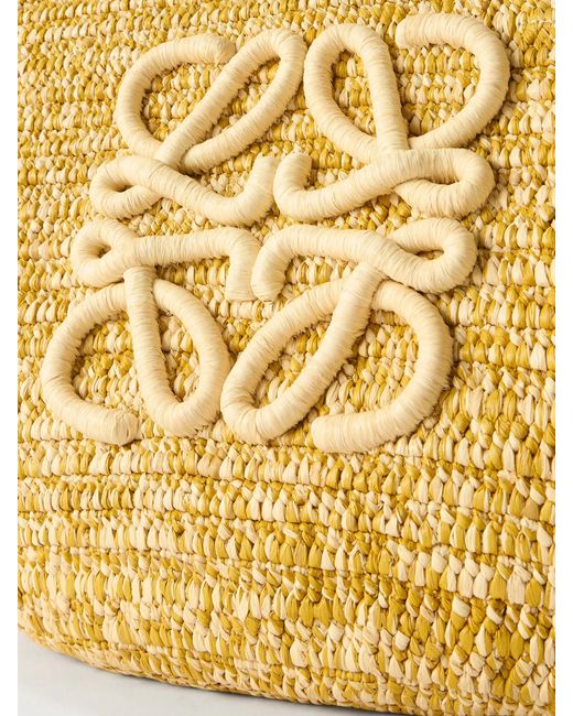 Loewe Metallic Paula's Ibiza Eclipse Basket Medium Leather-Trimmed Raffia Tote