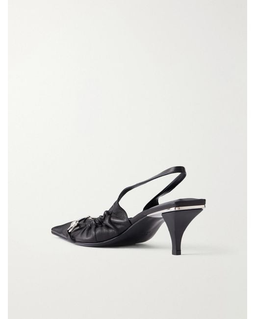 Gucci Black Vittoria 55 Horsebit-Embellished Leather Slingback Pumps