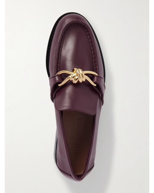 Bottega Veneta Purple Astaire Embellished Leather Loafers