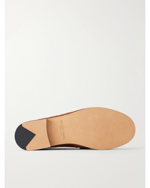 Bottega Veneta Brown Silenzio Intrecciato Leather Loafers
