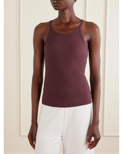 James Perse Purple Ribbed Supima Cotton-Blend Tank