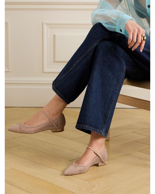 JENNIFER CHAMANDI Natural Lorenzo 20 Mesh And Suede Point-Toe Flats