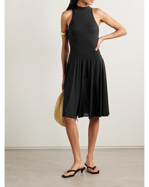 milky sheer high neck midi dress Skims Milky Sheer High Neck Midi Dress in Black