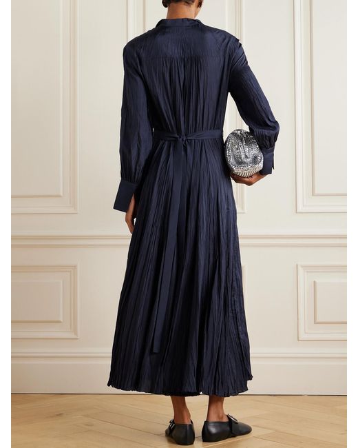 Joseph Blue Lisa Crinkled Silk-Habotai Maxi Dress