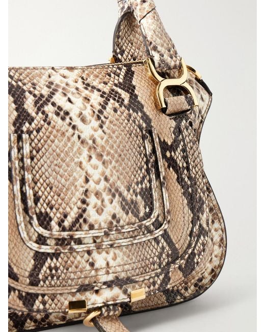 Chloé Natural Marcie Snake-Effect Leather Tote Bag