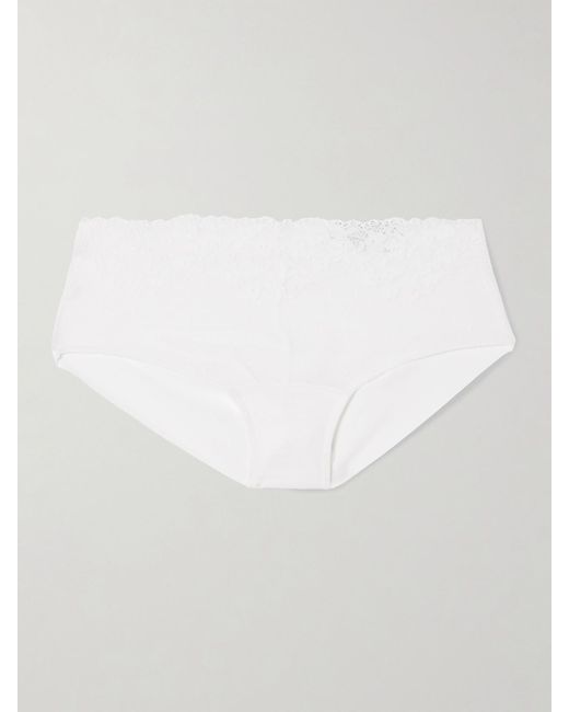 Commando White Double Take Höschen Aus Stretch-Jersey Und Spitze