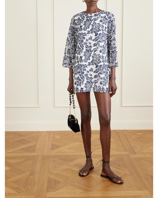 Borgo De Nor Blue Stevie Cotton-Blend Corded Lace Mini Dress