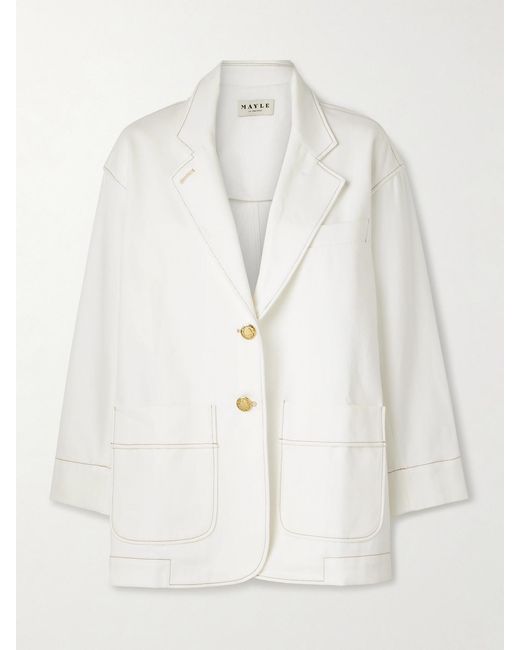 Maison Mayle White James Oversized Denim Blazer