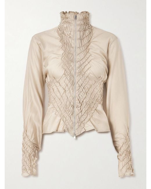 Our Legacy Natural Alto Shirred Tencel Lyocell And Silk-Blend Top