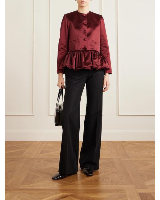 LIBEROWE Red Cotton-Blend Duchesse-Satin Peplum Blazer