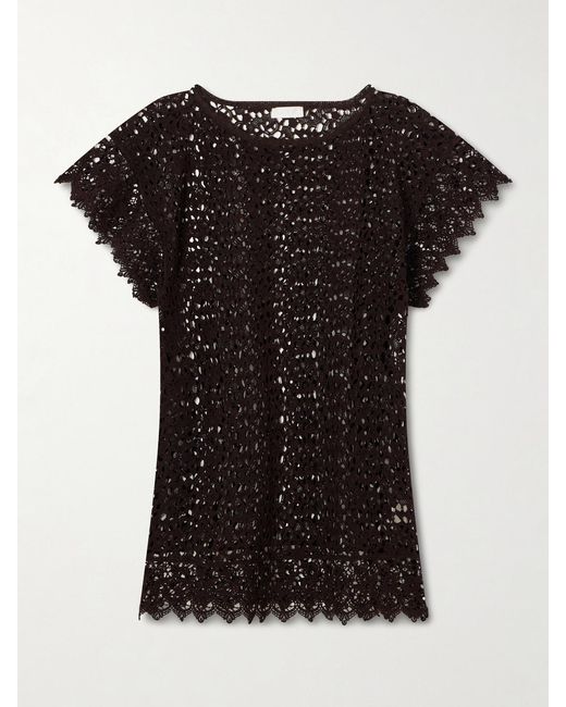 Suzie Kondi Black Kristina Crocheted Cotton Mini Dress