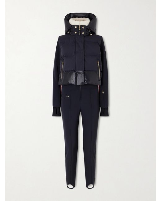Bogner Blue Ulla 2In1 Hooded Plush-Trimmed Padded Quilted Ski Suit