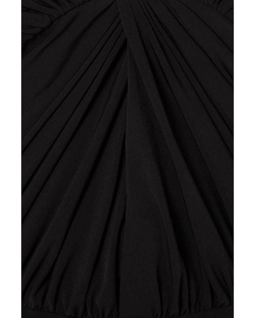 Brandon Maxwell Black Elizabeth Off-The-Shoulder Draped Stretch-Jersey Bodysuit