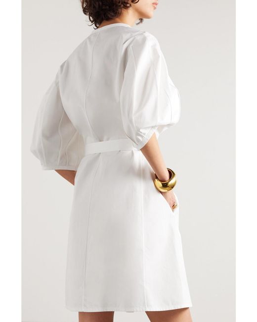 Chloé White Net Sustain Belted Organic Cotton-Poplin Mini Dress